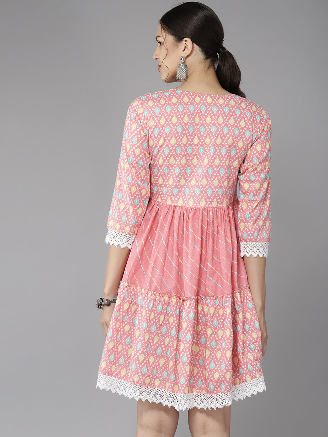 Women's Pink Embroidery A-Line Dress