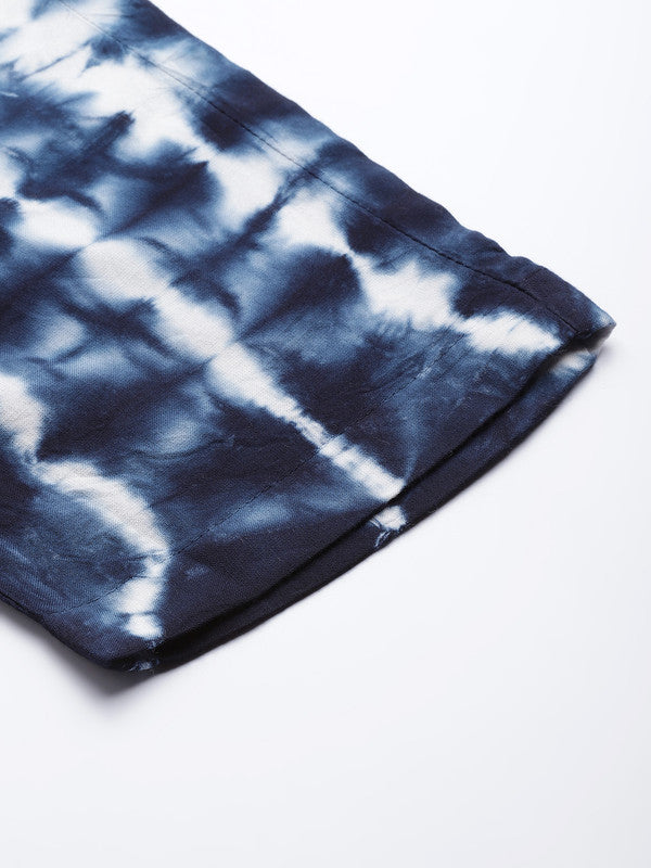 Women's Navy Blue White Tie Dyed Co-Ords
