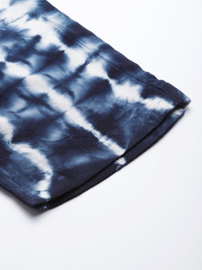 Women's Navy Blue White Tie Dyed Co-Ords