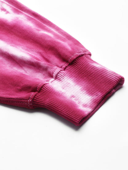 Women's Pink Ombre Dye Sweatshirt With Joggers