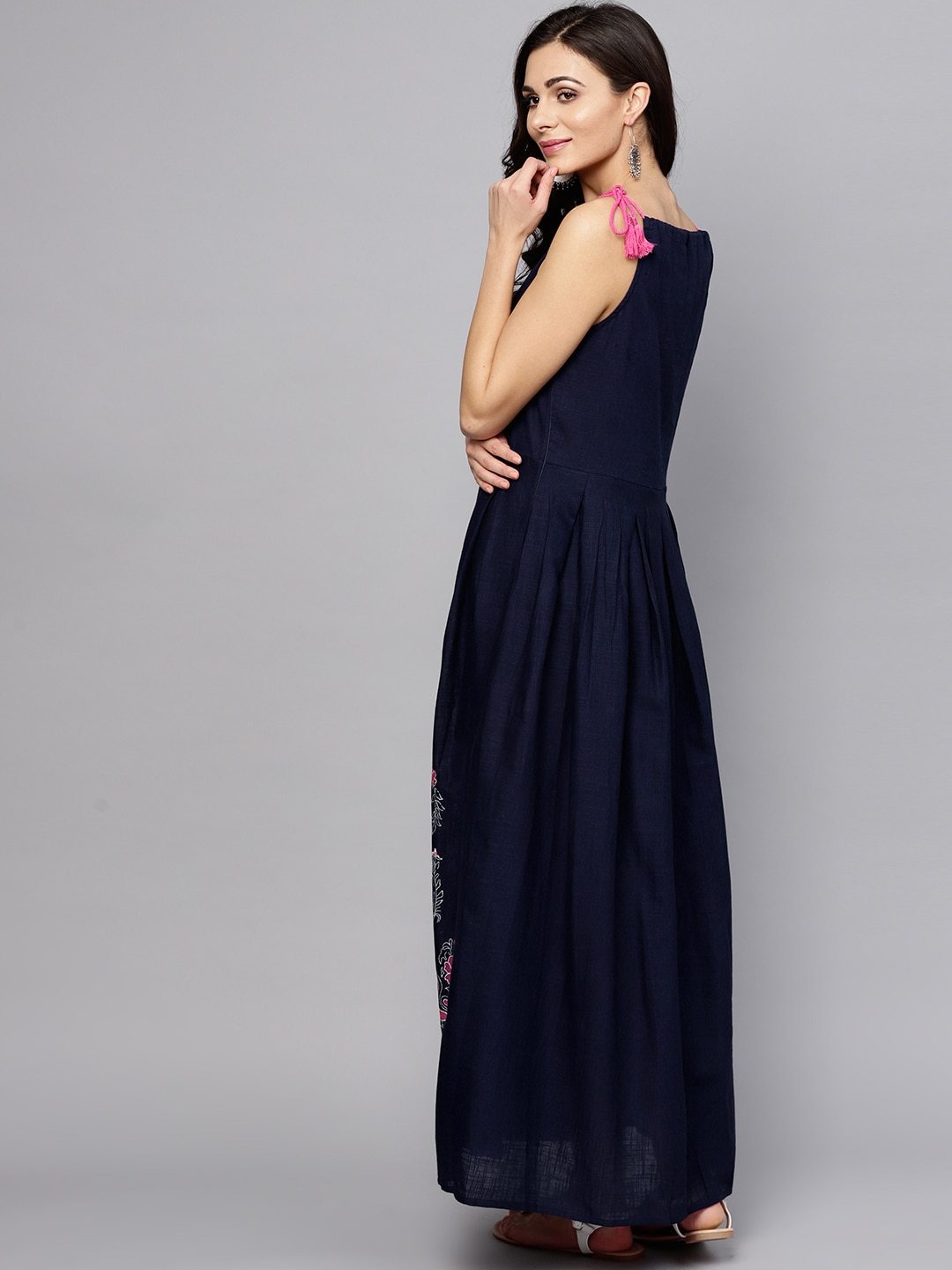 Women's  Navy Printed Maxi Dress