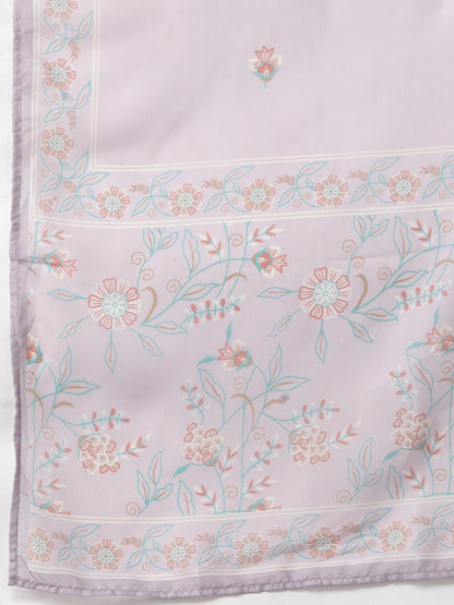 Women's Pink Embroidered Straight Kurta Trouser And Dupatta Set