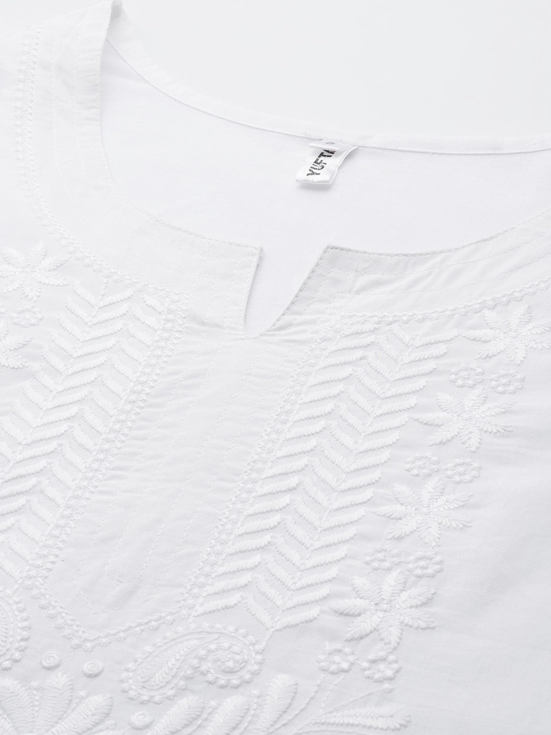 Women's White Floral Chikankari Kurta