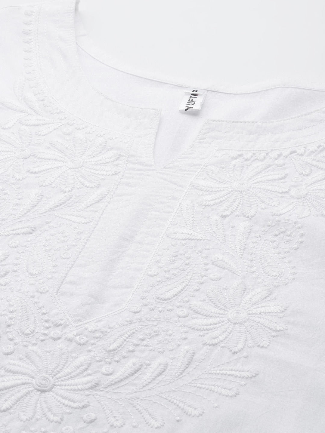 Women's White Floral Chikankari Kurta