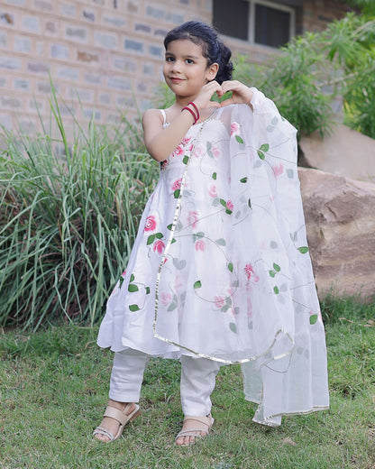 Girl's Pasha Handpainted Satin Suit Set