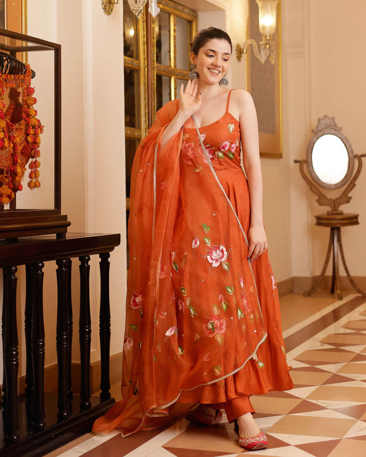 Women's Riha Handpainted Satin Suit Set