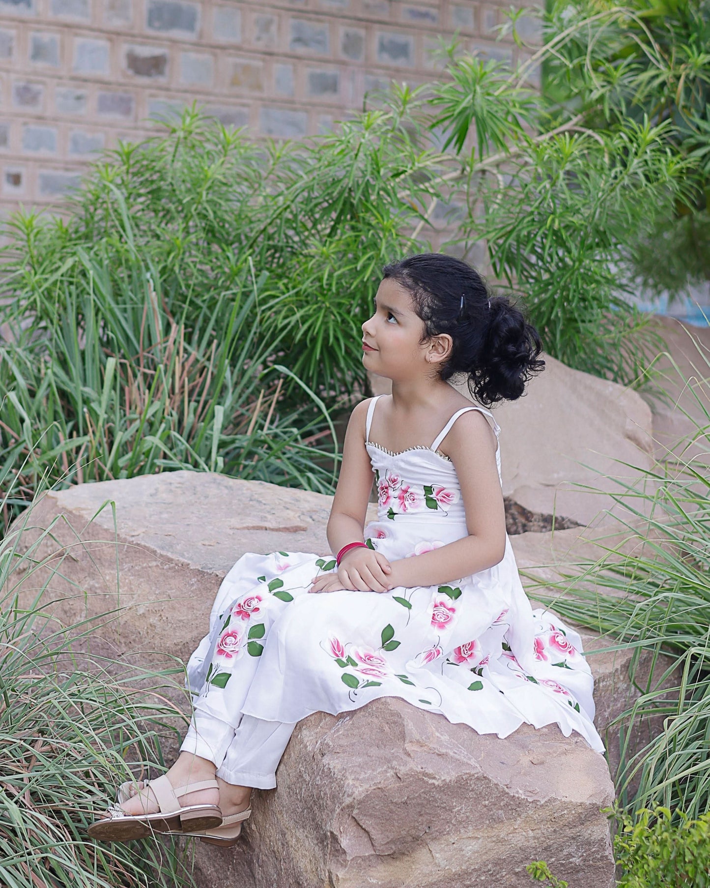 Girl's Pasha Handpainted Satin Suit Set