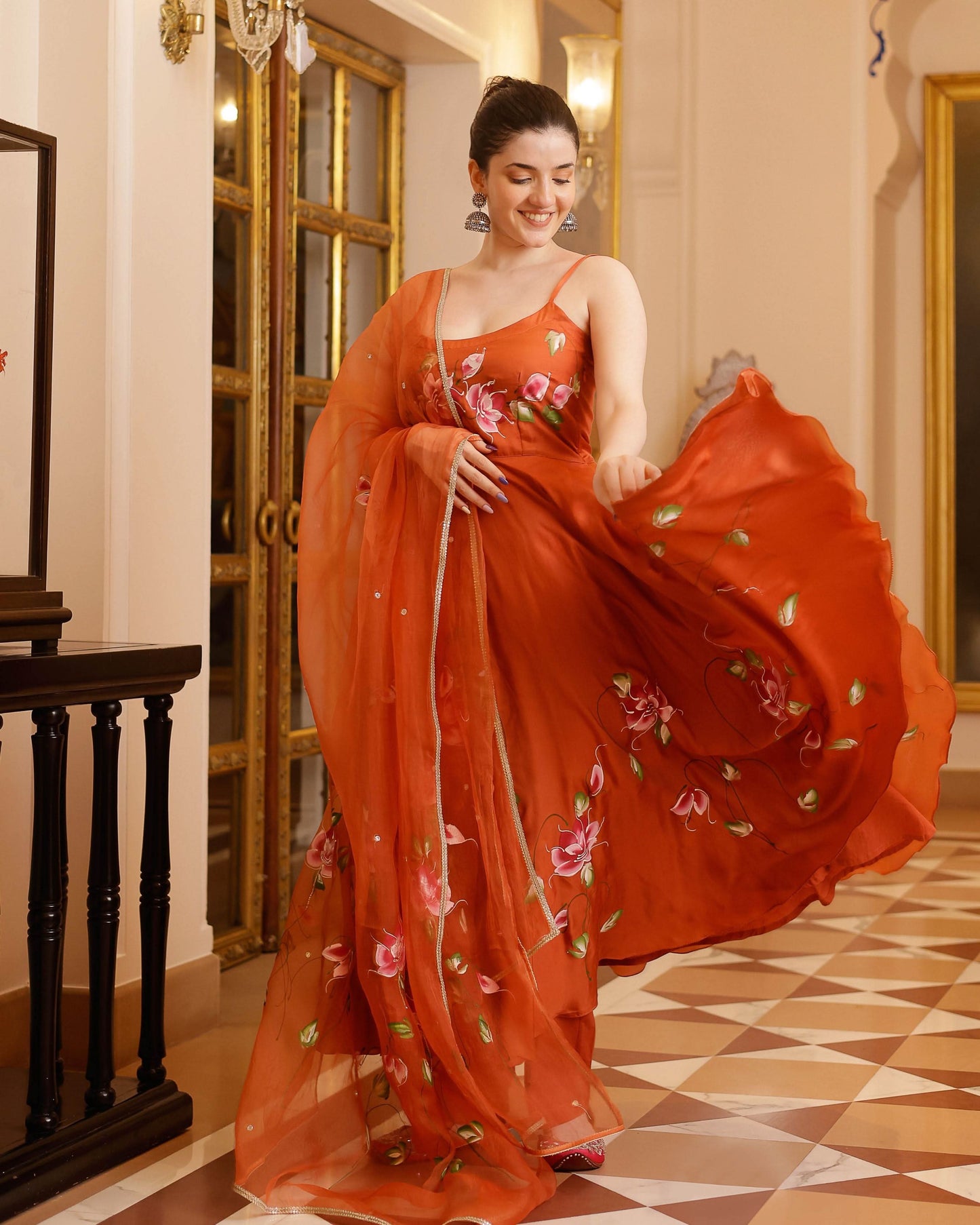 Women's Riha Handpainted Satin Suit Set