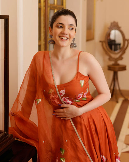 Women's Riha Handpainted Satin Suit Set