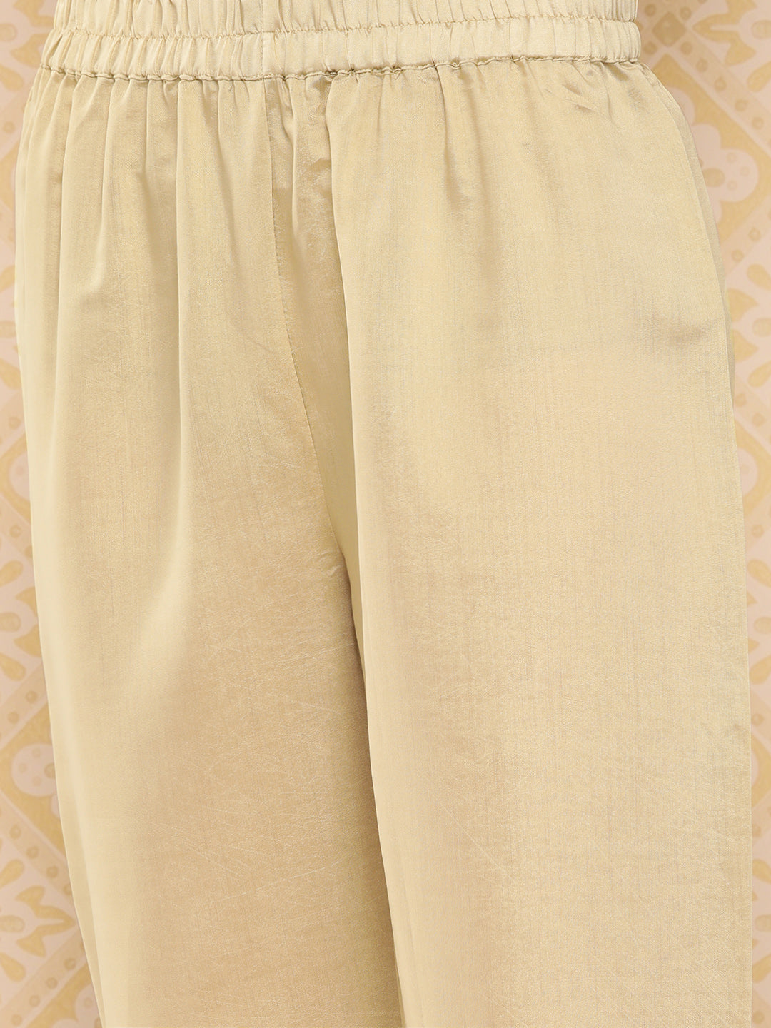 Women's Olive Solid Straight Kurta Trouser And Dupatta Set