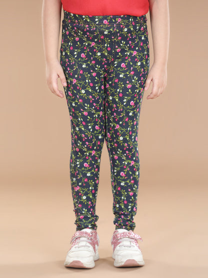 Girl's  Cotton Floral Printed Jegging - S