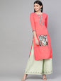 Women's Pink Quirky Embroidered Kurta