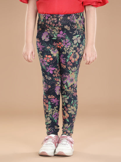 Girl's  Cotton Floral Printed Jegging - S