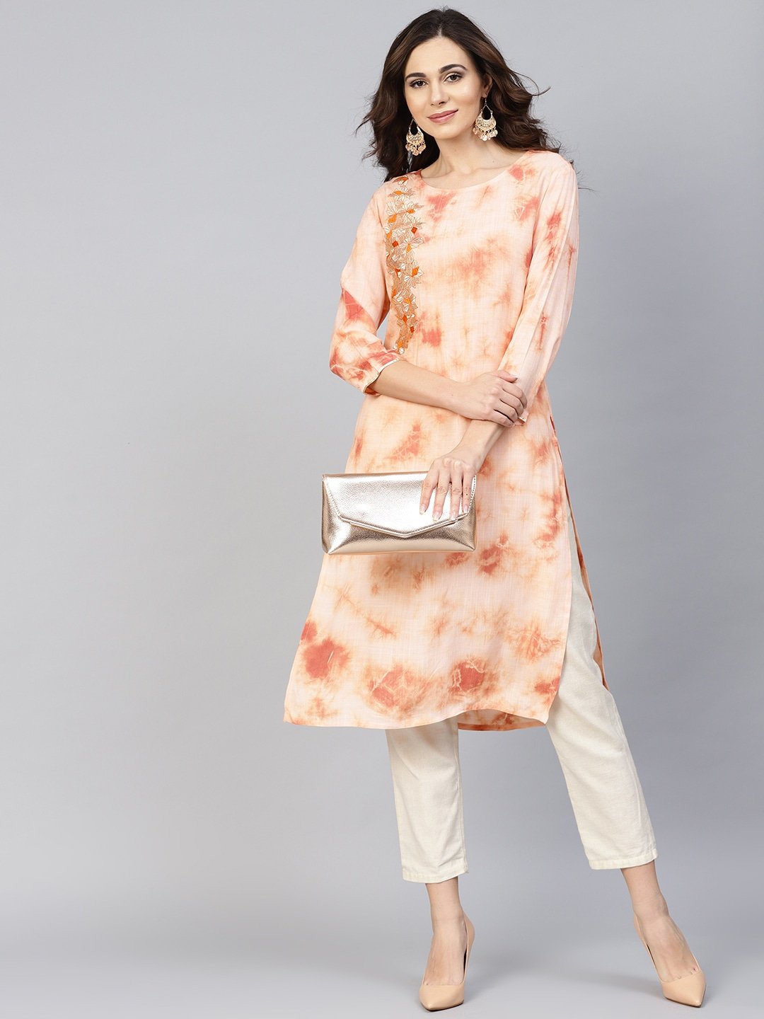 Women's Peach Straight Kurta