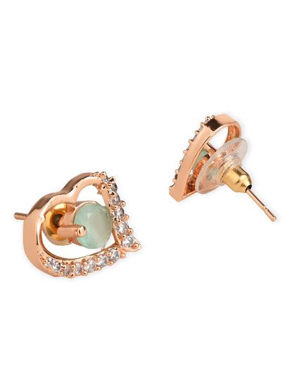 Women's I Jewels Valentine'S Special Rose Gold-Plated Heart Shaped Studs (E2972Min)
