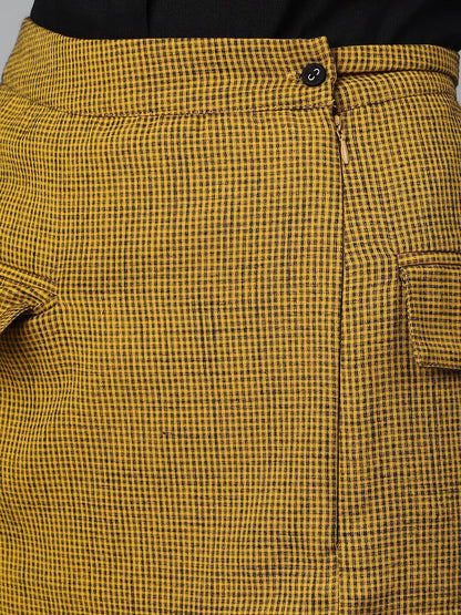 Women's  Black Checked A-Line Dress