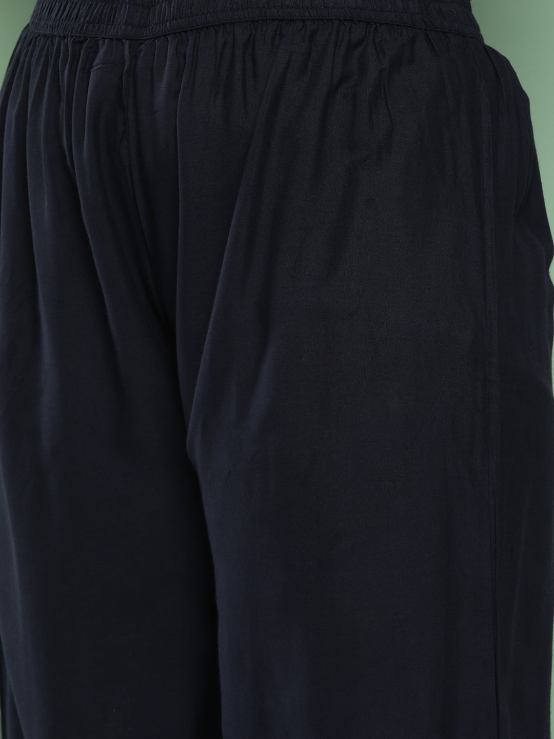 Women's Beige & Navy Blue Printed Cotton Kurta With Palazzos & Dupatta