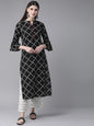 Women's  Black & White Checked Kurta with Palazzos