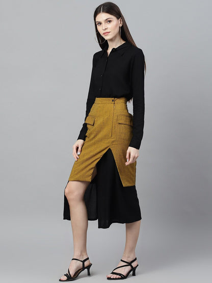 Women's  Black Checked A-Line Dress