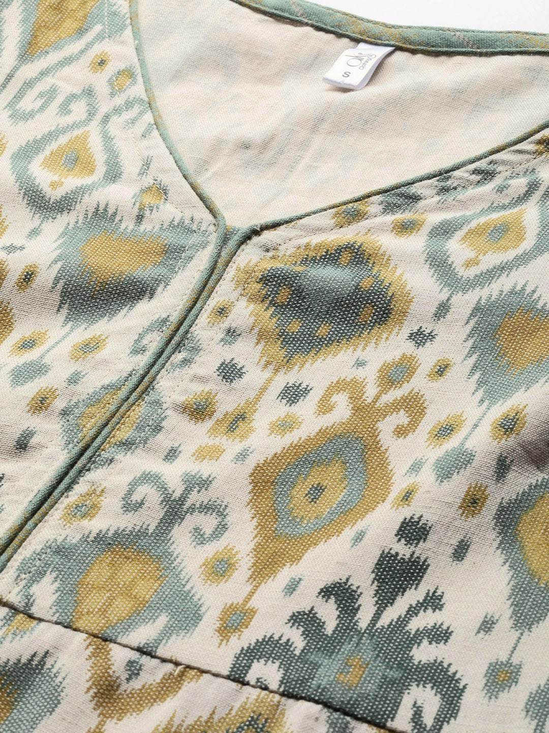 Women's  Beige & Green Printed Kurta with Palazzos