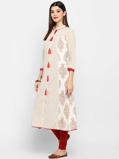 Women's Off-White A-Line Kurta By Vbuyz- (