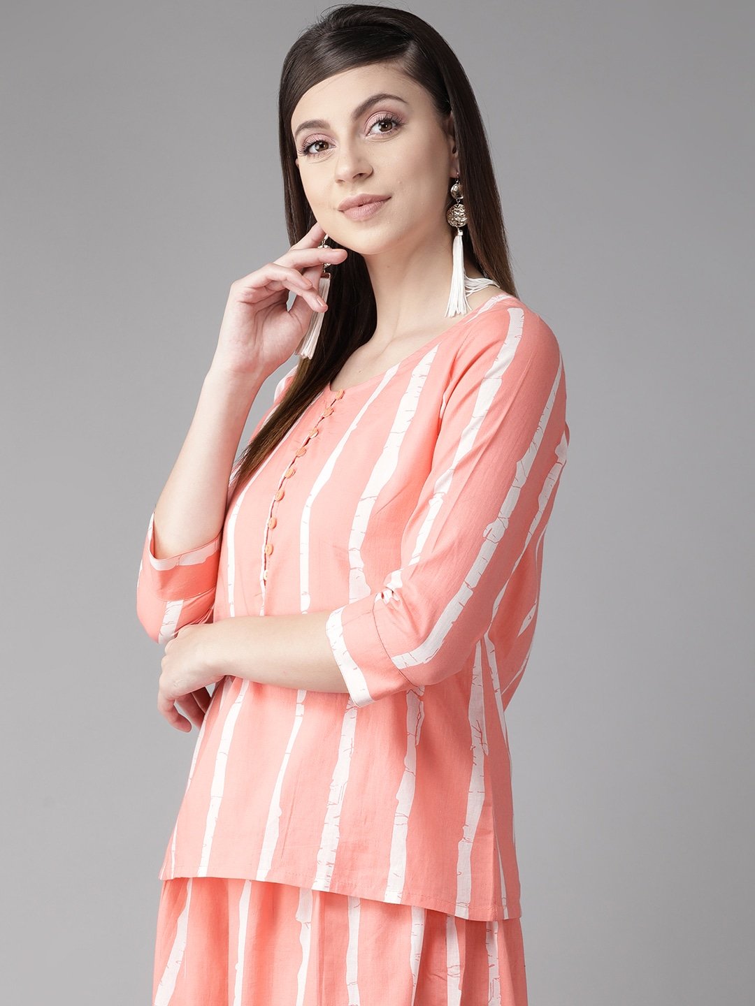 Women's  Pink & White Striped Top