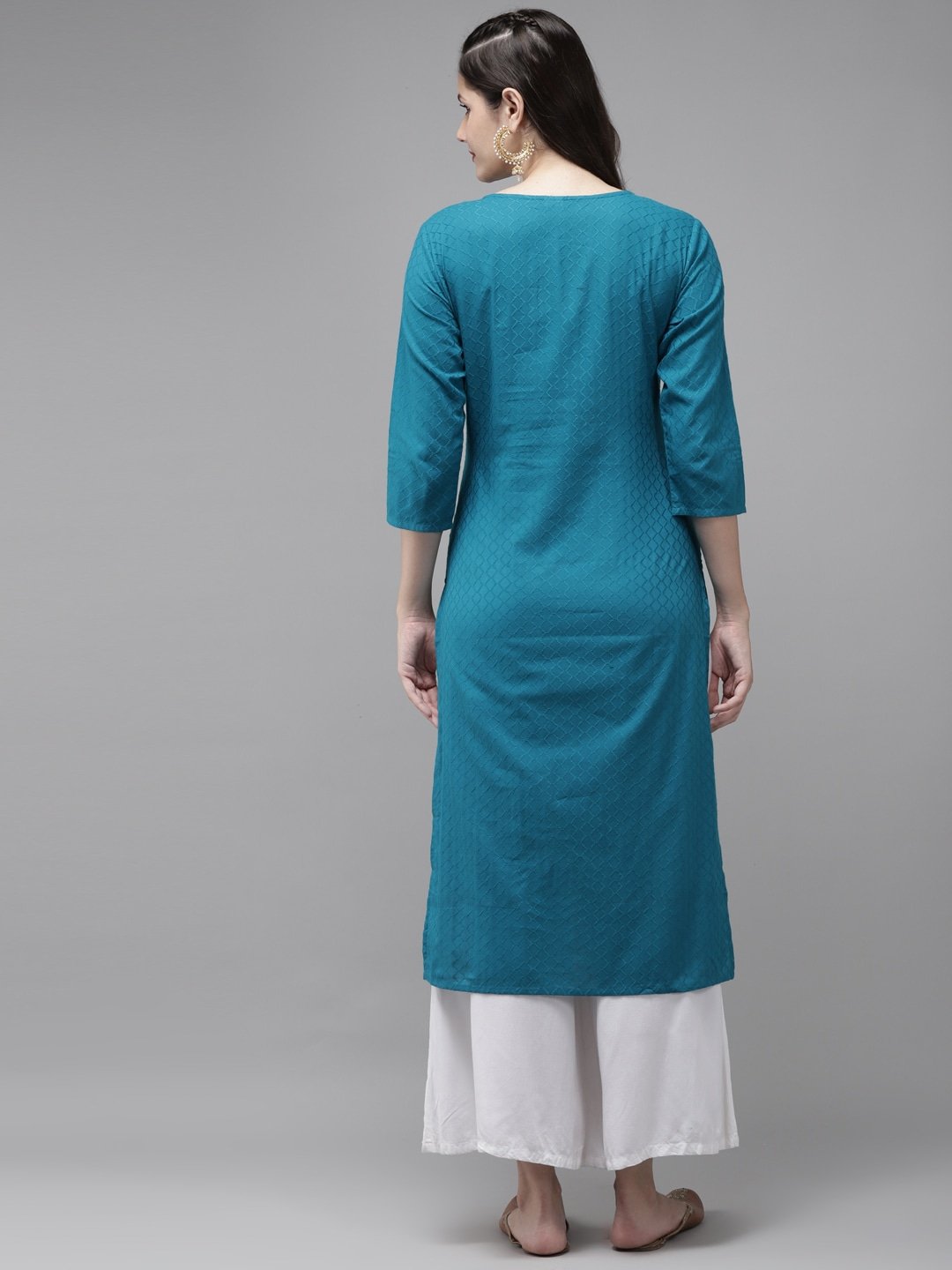 Women's Blue Yoke Design Kurta