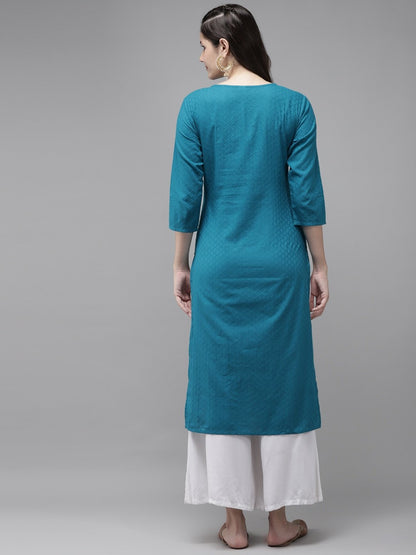 Women's Blue Yoke Design Kurta