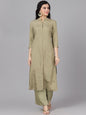 Women's  Olive Green & Gold-Coloured Printed Kurti with Palazzos