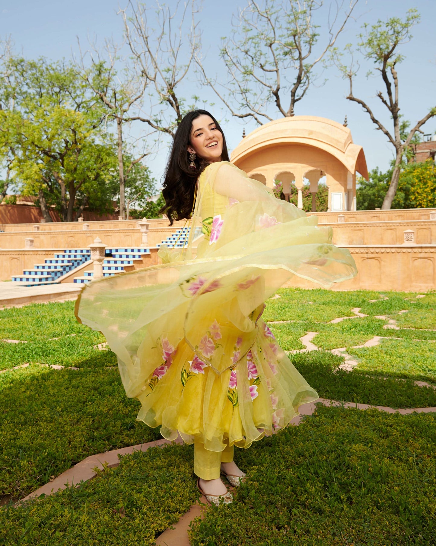 Women's Ahyana Handpainted Organza Suit Set