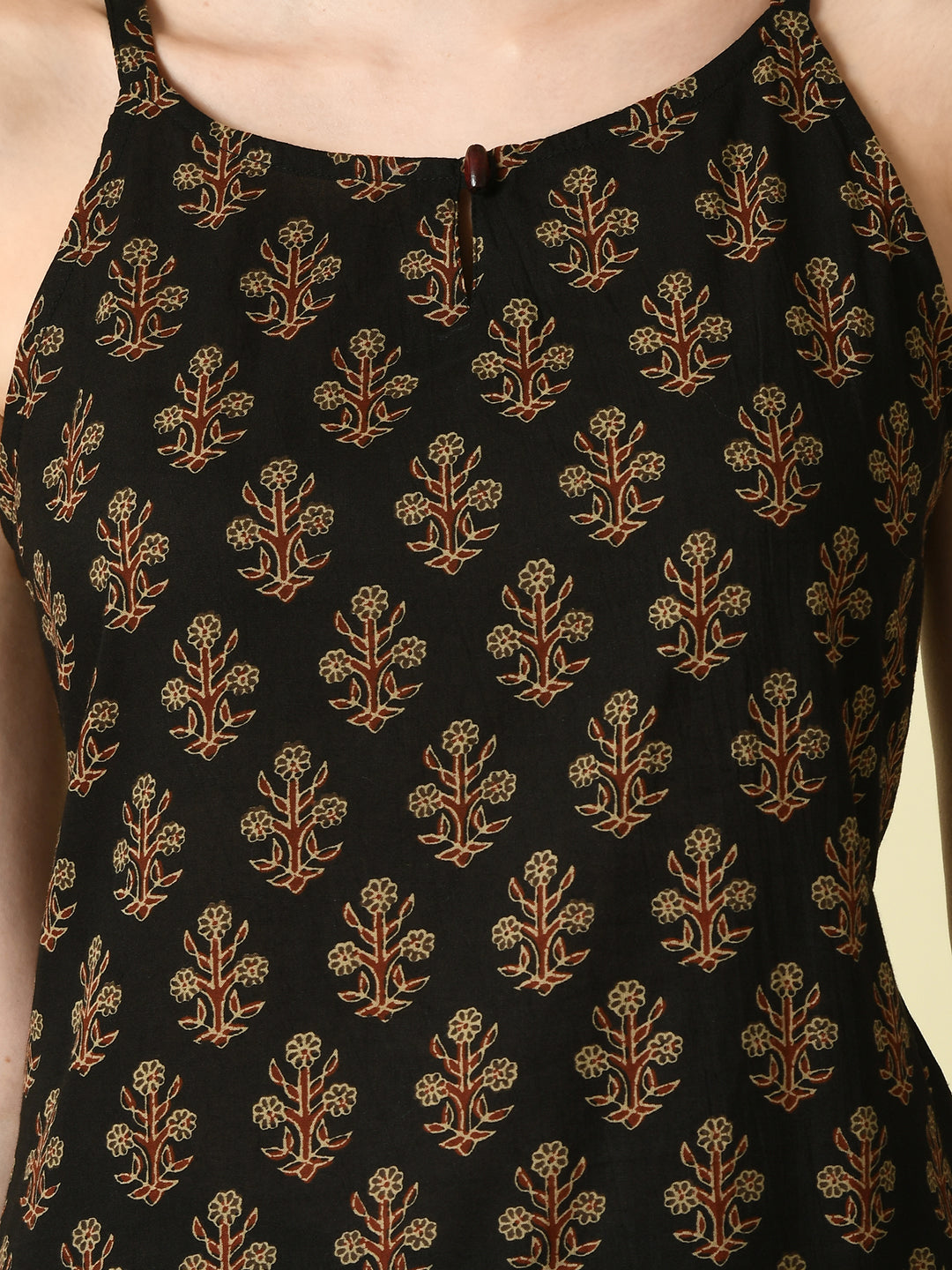 Women's Black Straight Printed Kurta