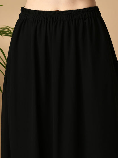 Women's Black  Georgette Kurti & Skirt With Dupatta Party Sets