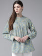 Women's  Blue & Yellow Printed Tunic