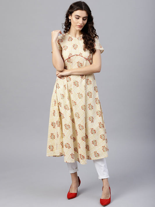 Women's Multi Colored Tunic With One Sided Collar And 3/4 Sleeves