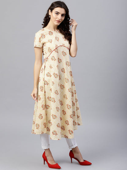 Women's Multi Colored Tunic With One Sided Collar And 3/4 Sleeves