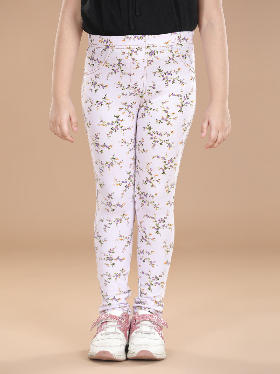 Girl's  Cotton Floral Printed Jegging - S