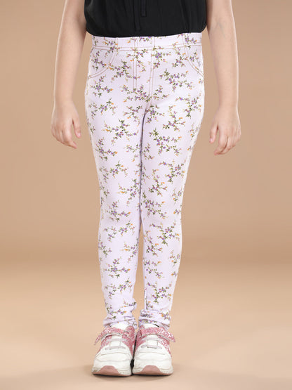 Girl's  Cotton Floral Printed Jegging - S