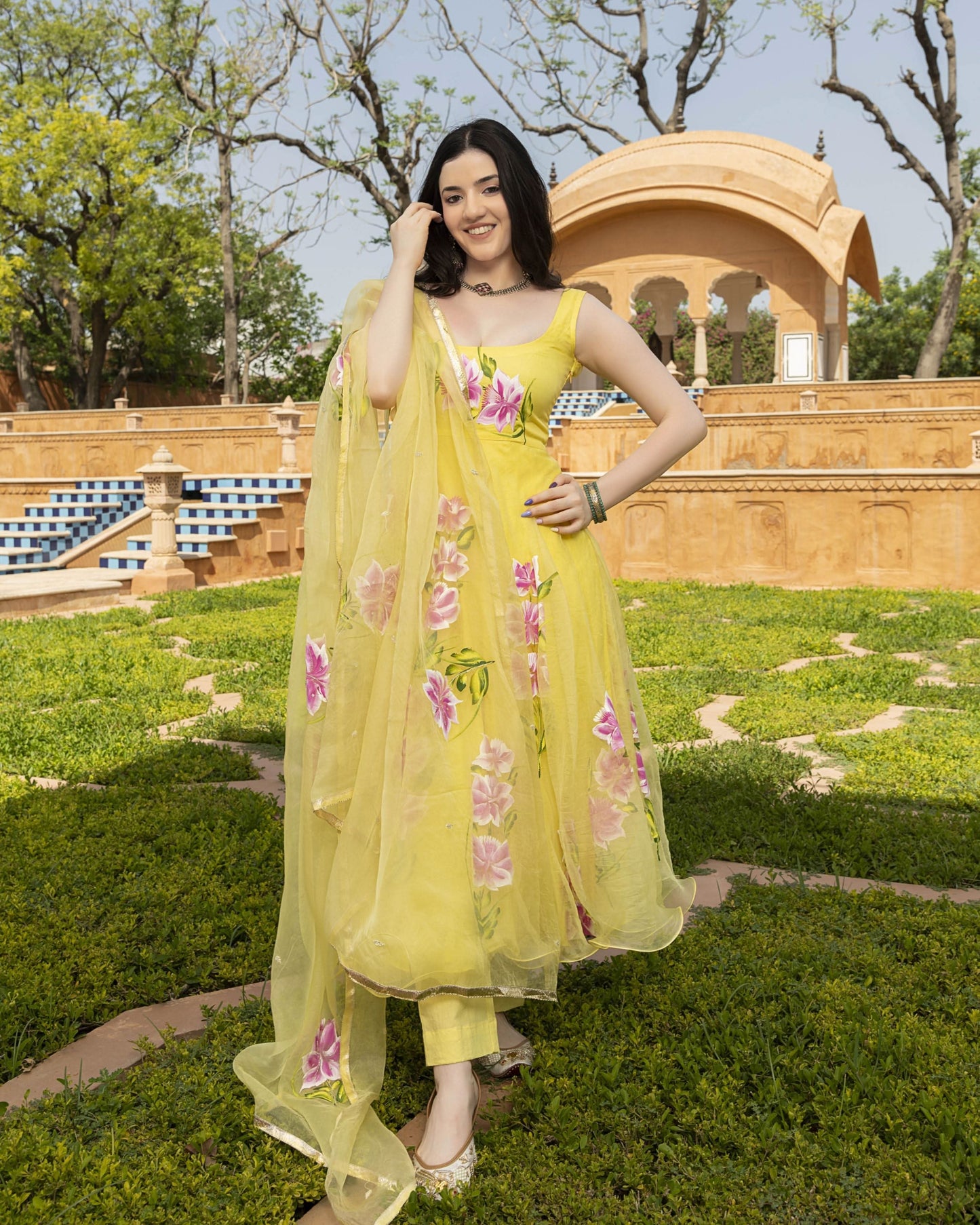 Women's Ahyana Handpainted Organza Suit Set