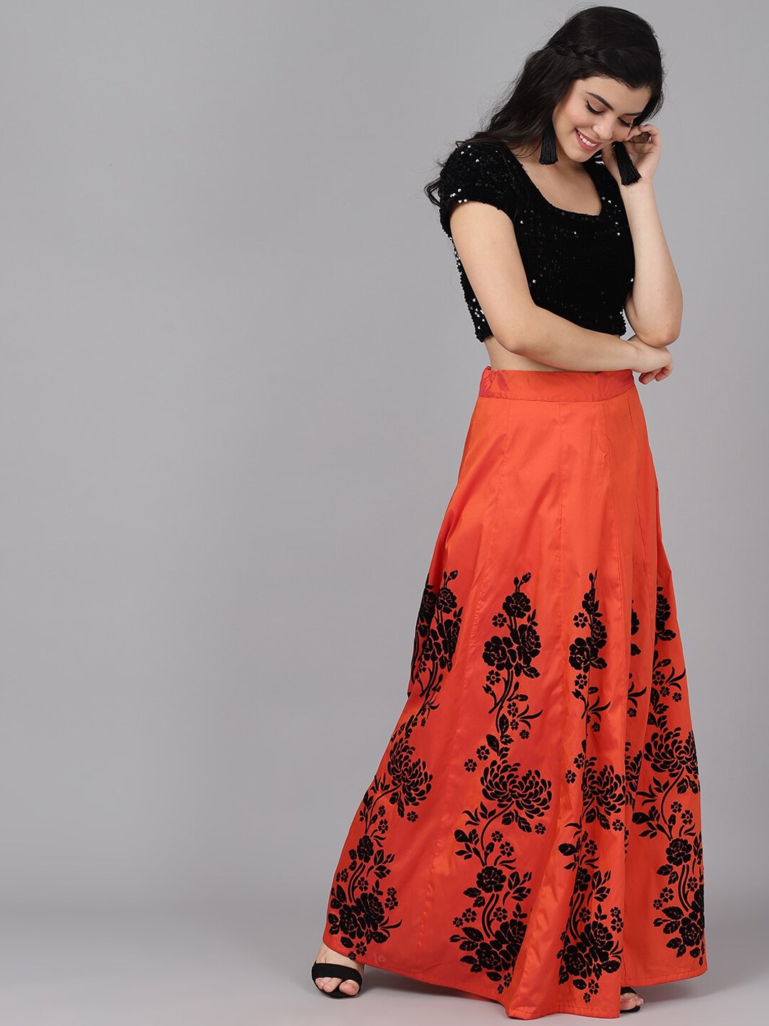 Women's Orange Lehenga Choli With Dupatta