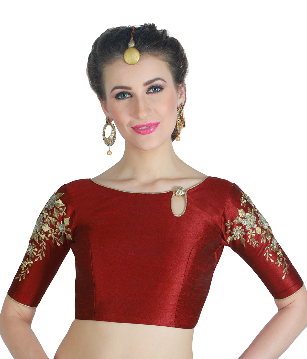 Women's Polyester Sleeves Saree Blouse.