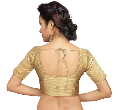 Women Gold Brocade Readymade Blouse by Shr