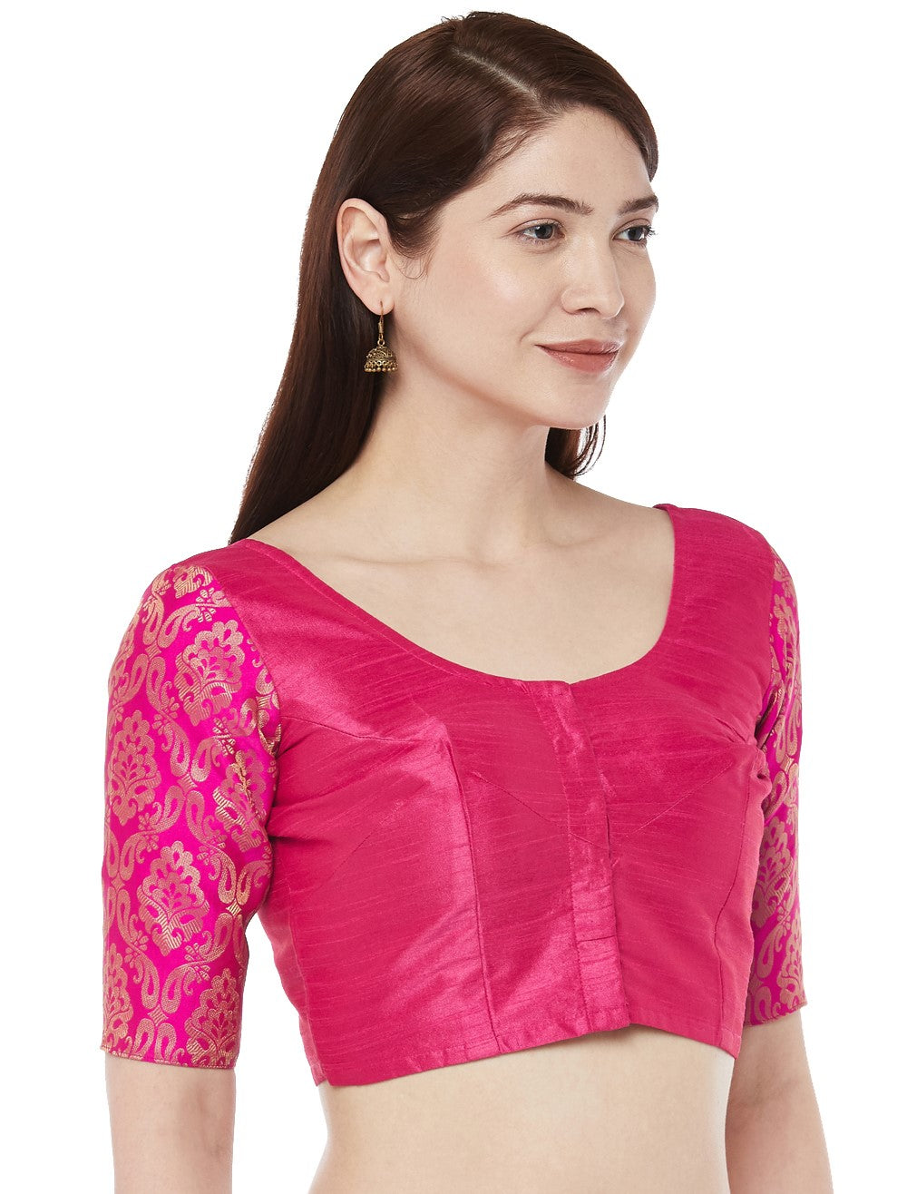 Women Pink Brocade Saree Blouse by Shr