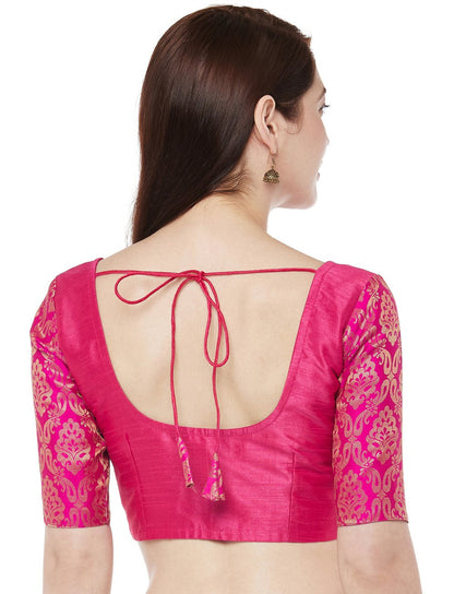 Women Pink Brocade Saree Blouse by Shr