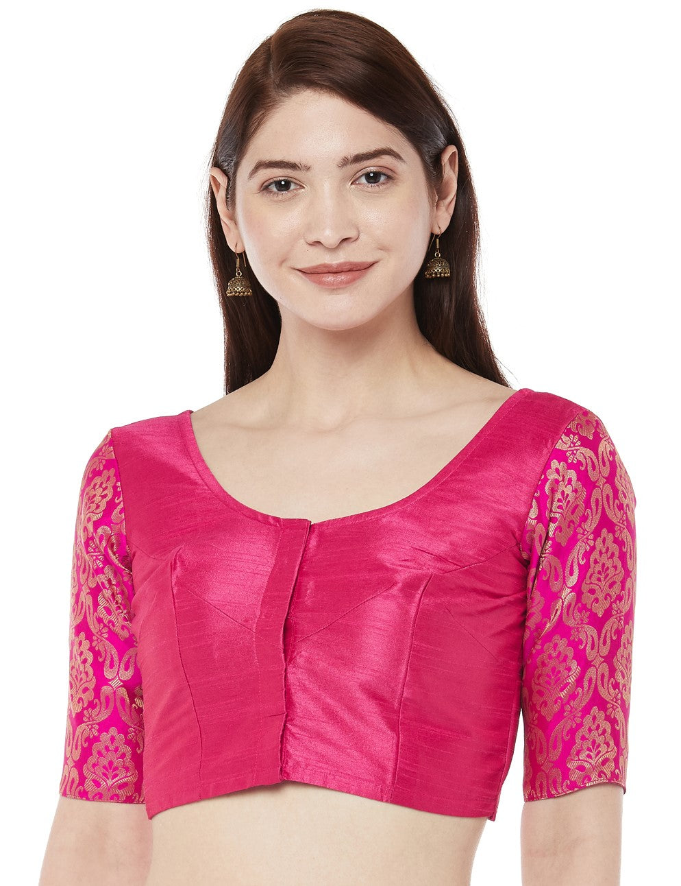 Women Pink Brocade Saree Blouse by Shr