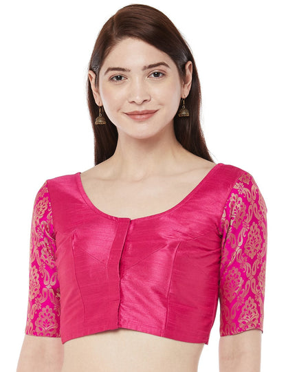 Women Pink Brocade Saree Blouse by Shr