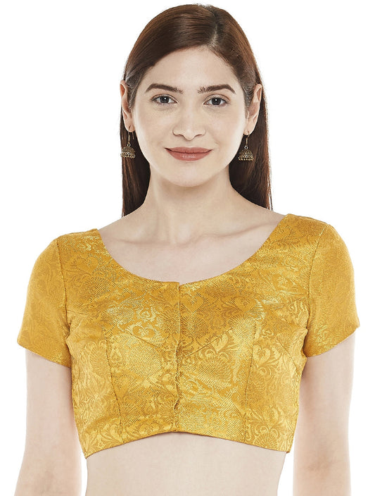 Women's Yellow Banarasi Brocade Blouse by Shringaa