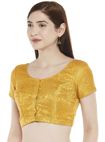 Women's Yellow Banarasi Brocade Blouse by Shringaa