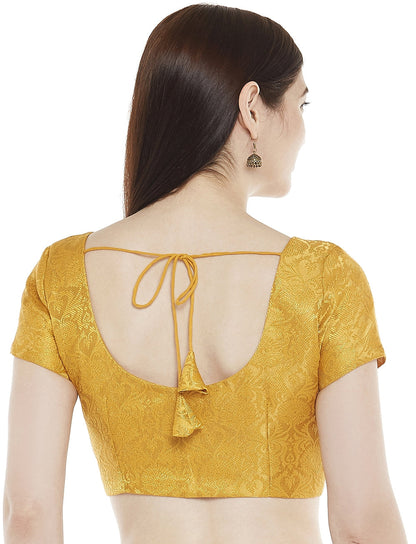 Women's Yellow Banarasi Brocade Blouse by Shringaa