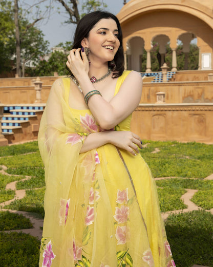 Women's Ahyana Handpainted Organza Suit Set