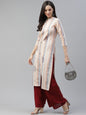 Women's Peach & Blue Striped Kurta